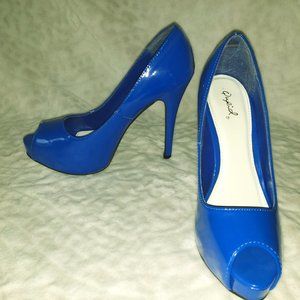 Blue peek a boo heels